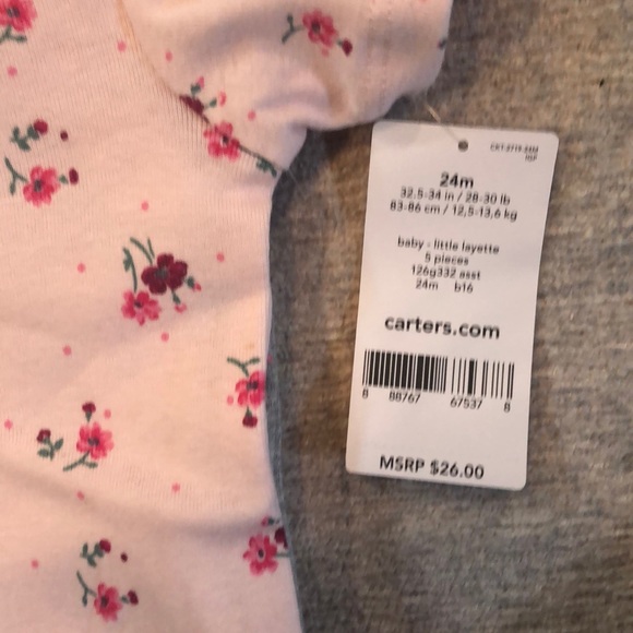 NWT 5 Pack Carter’s Floral Bodysuit 24M - Picture 6 of 6